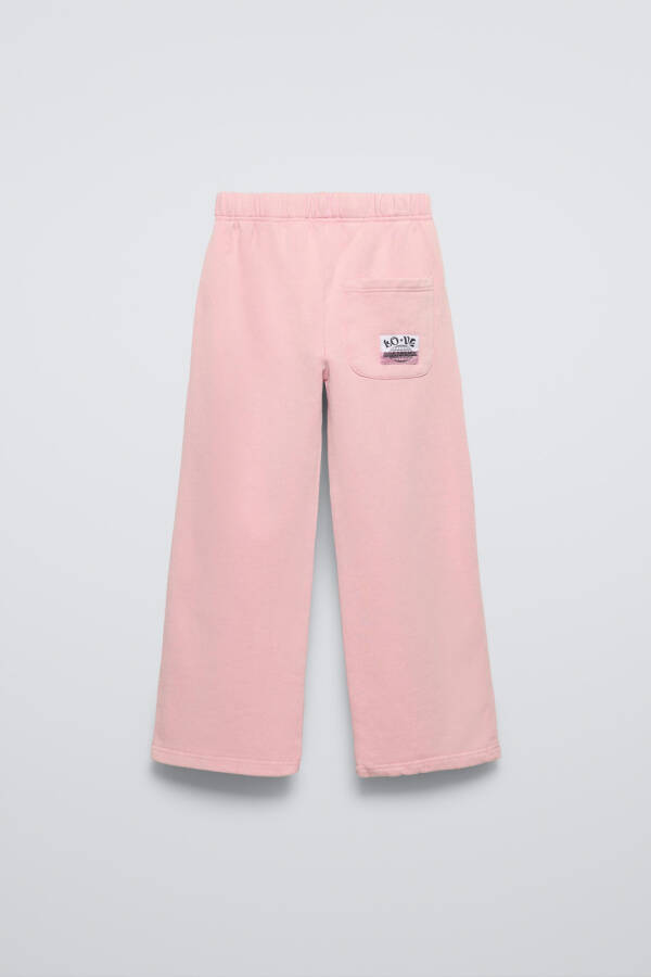 WIDE LEG COTTON PANTS-Pink - 2