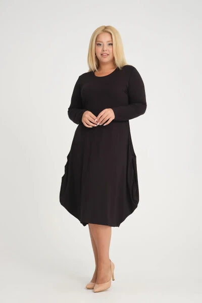Wide Leg Dress Viscose Fabric Plus Size - SERRA BÜYÜK BEDEN
