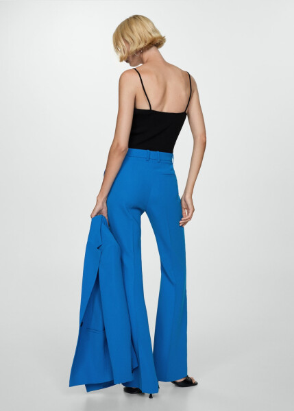 Wide-leg fabric pants - Blue - 4