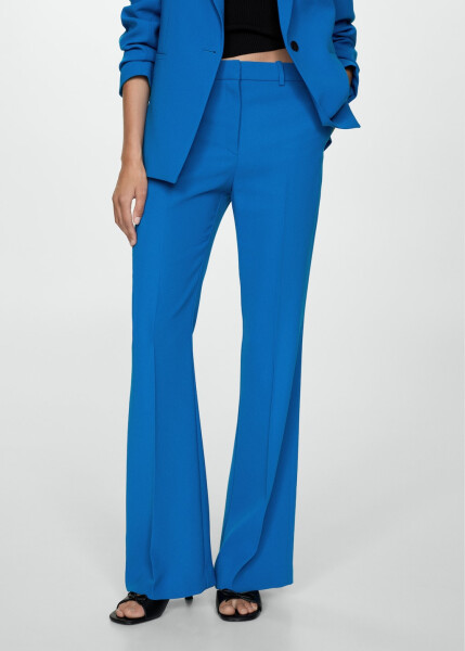 Wide-leg fabric pants - Blue - 9