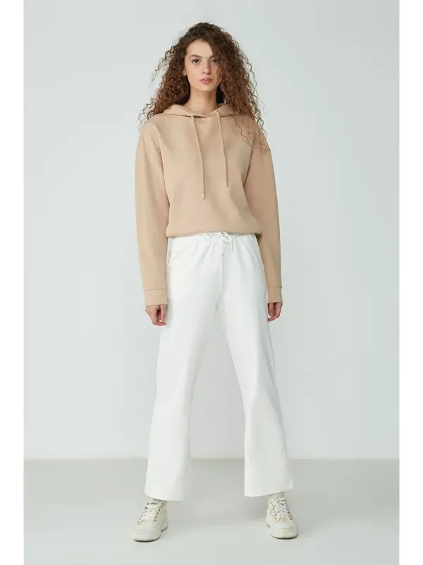 Wide Leg Flare Sweatpants 736 Ecru-Ecru - LC WAIKIKI