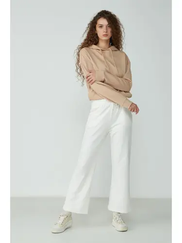 Wide Leg Flare Sweatpants 736 Ecru-Ecru - LC WAIKIKI (1)