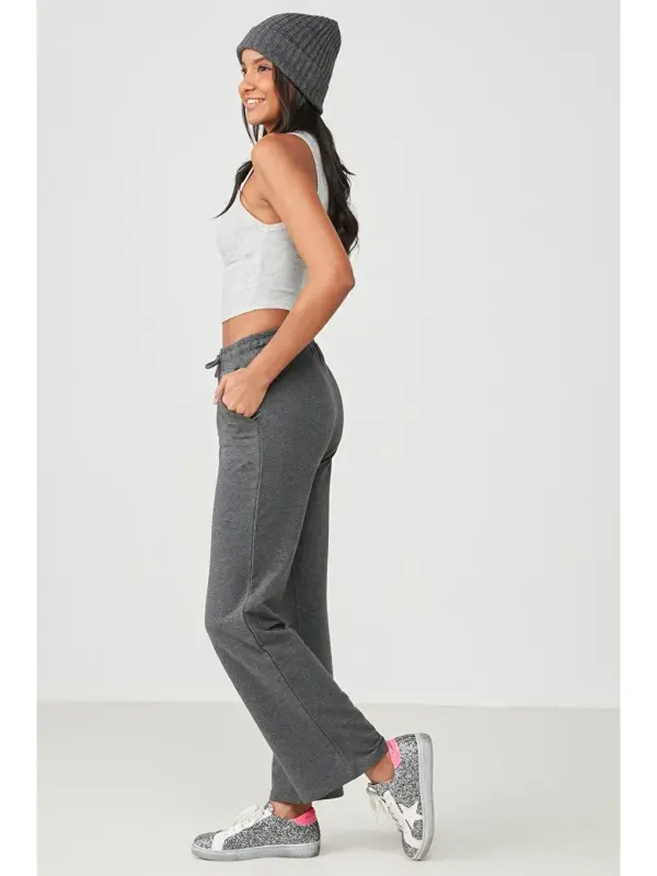 Wide Leg Flared Sweatpants 736 Anthracite-Anthracite - 3