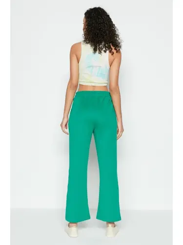 Wide Leg Flared Sweatpants 804 Green-Green - 4