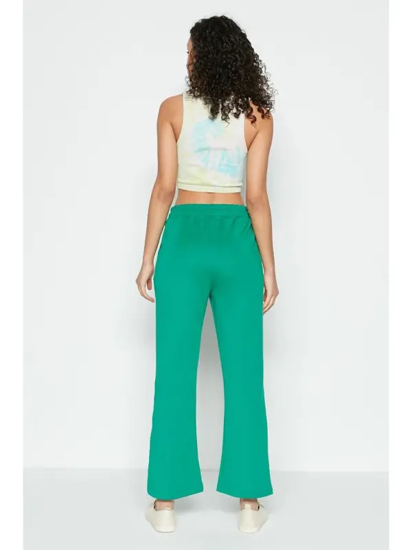 Wide Leg Flared Sweatpants 804 Green-Green - 4