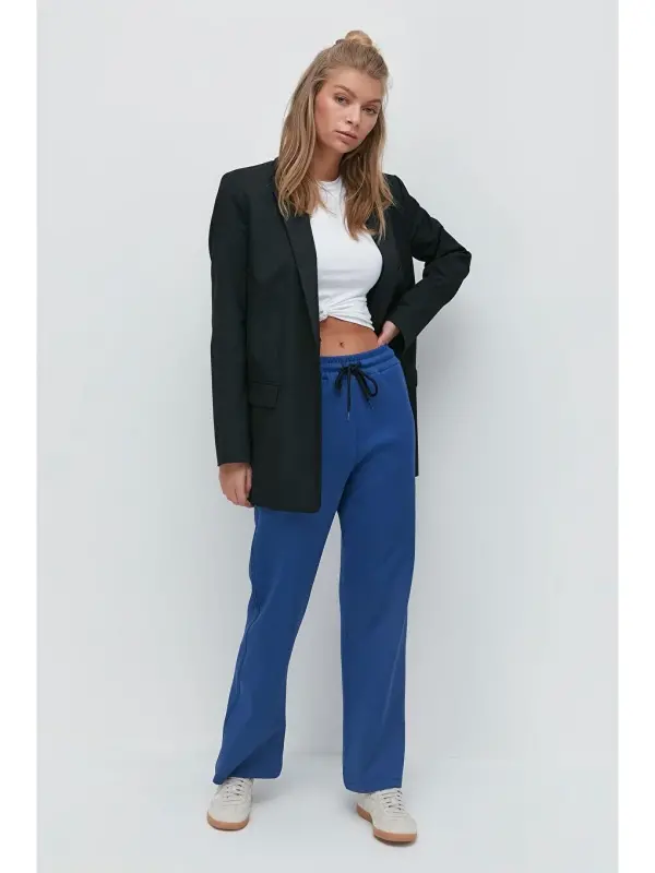 Wide Leg Flared Sweatpants 804 Sax-Blue - 3