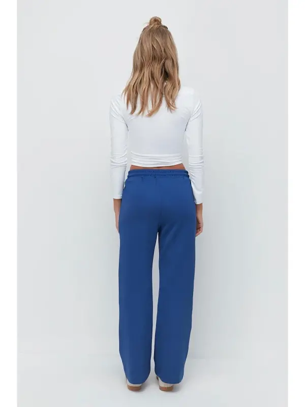 Wide Leg Flared Sweatpants 804 Sax-Blue - 6