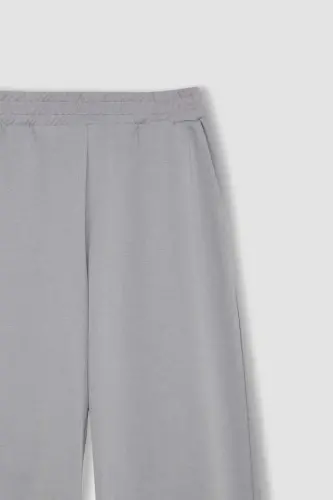 Wide Leg Eşofman Altı Beli Lastikli Cepli Basıc-Açık Gri - 8