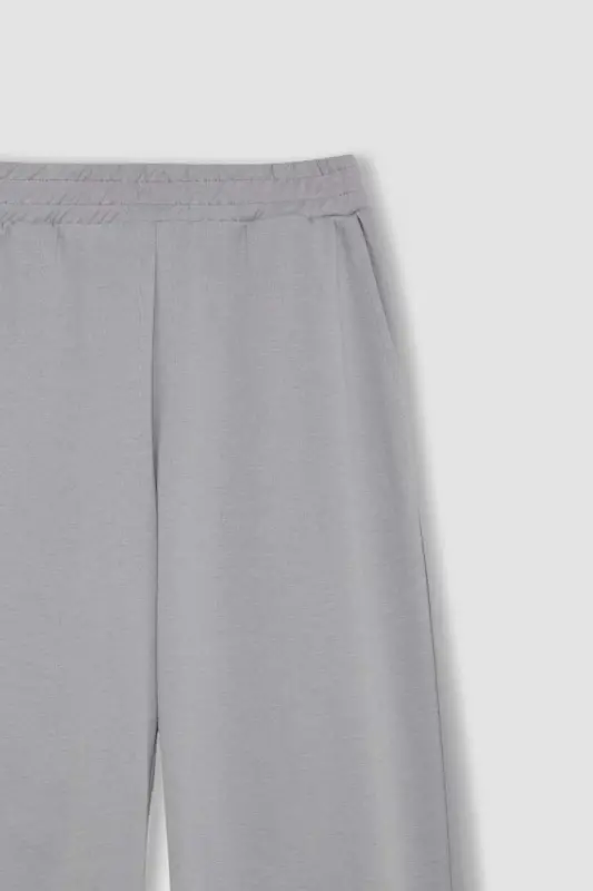 Wide Leg Eşofman Altı Beli Lastikli Cepli Basıc-Açık Gri - 8
