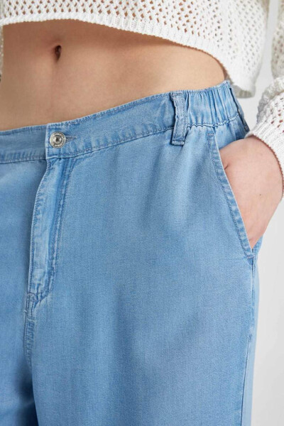 Wide Leg High Waisted Relaxed Fit Long Jean Pants Mint Blue - 6