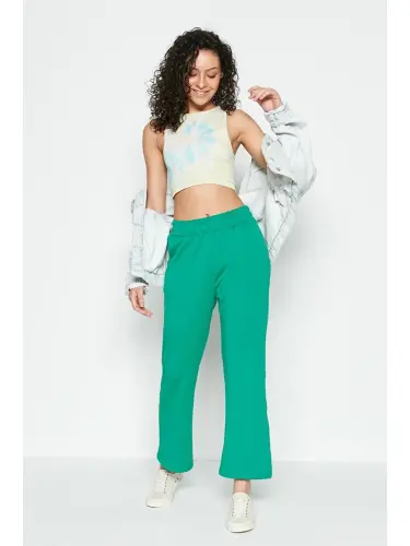 Wide Leg İspancha Paça Eshofman Olti 804 Yashil-Yashil 