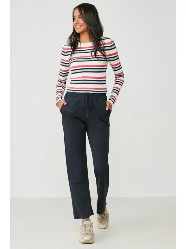 Wide Leg İspancha Paça Eşofman Alti 804 Lacivert-Lacivert 
