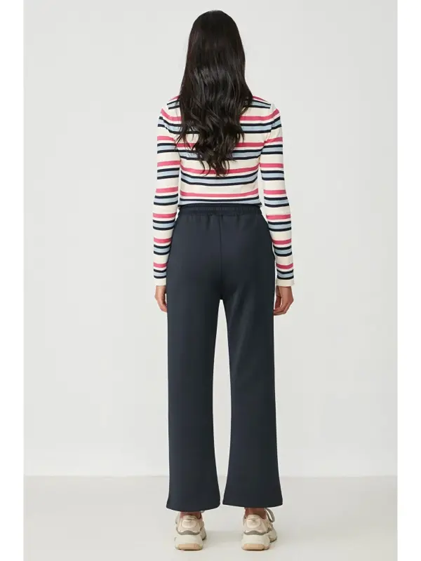 Wide Leg İspancha Paça Eşofman Alti 804 Lacivert-Lacivert - 4