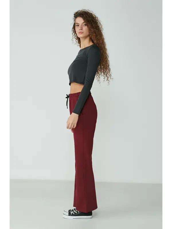 Wide Leg İspancha Paça Eşofman Olti 736 Bordo-Bordo - 3