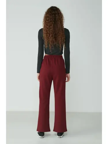 Wide Leg İspancha Paça Eşofman Olti 736 Bordo-Bordo - 4
