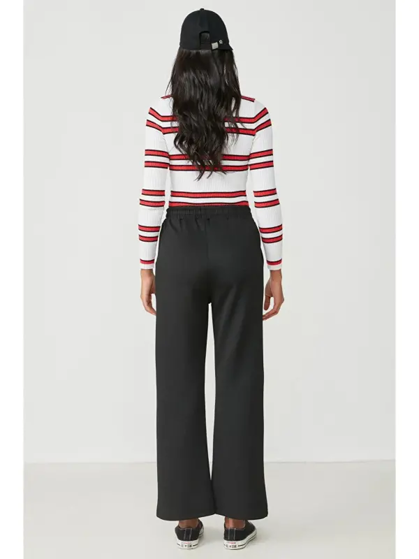 Wide Leg İspancha Paça Eşofman Olti 804 Siyoh-Siyoh - 1