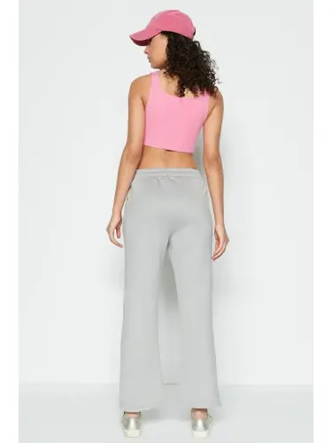 Wide Leg İspanyol Paça Eşofman Altı 804 Gri-Gri - 3