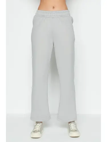 Wide Leg İspanyol Paça Eşofman Altı 804 Gri-Gri - 4