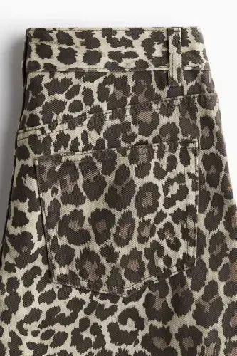 Wide Leg Jeans-Light beige/Leopard print - 7