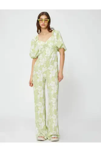 Wide Leg Jumpsuit Balloon Sleeve Long Guipure - 3