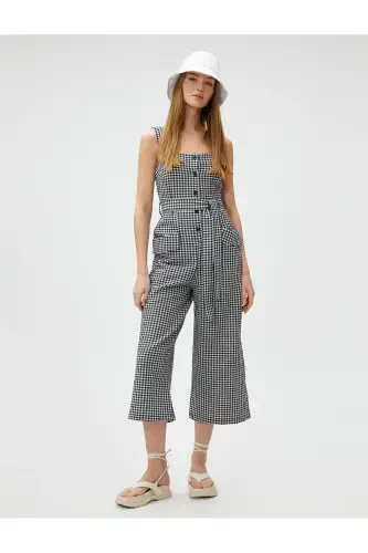 Wide Leg Jumpsuit Suspender Belted Pocketed Button Detailed - KOTON (1)