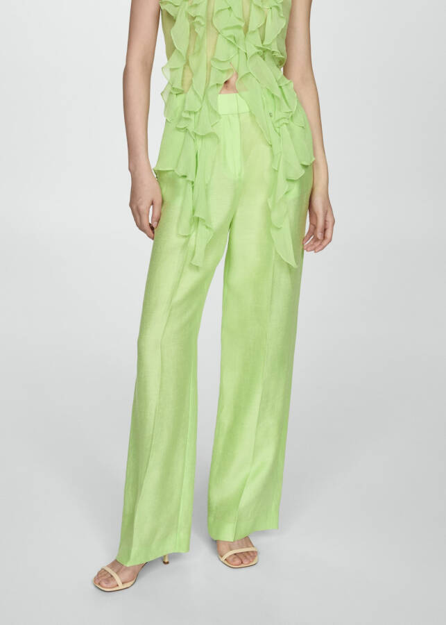 Wide Leg Linen Pants - 7