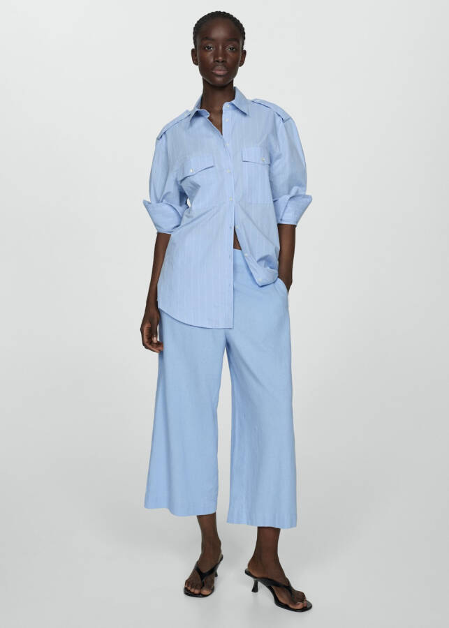 Wide-leg linen pants - Sky Blue - 2