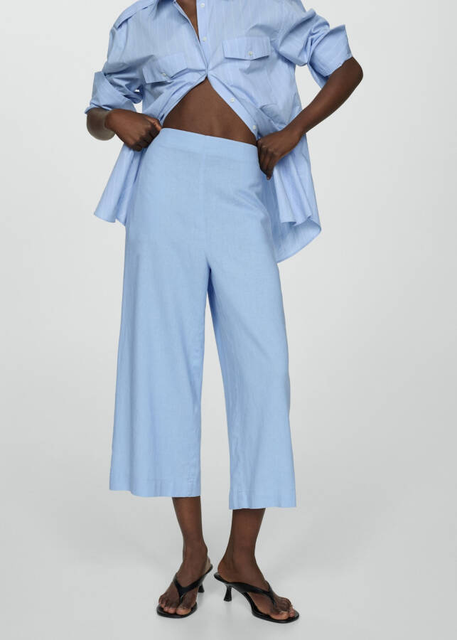 Wide-leg linen pants - Sky Blue - 6