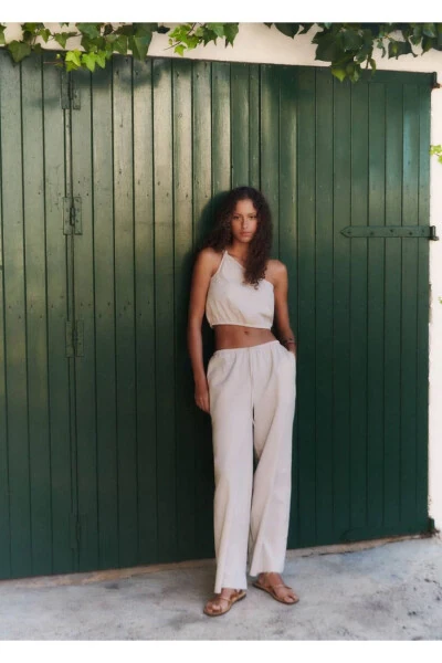 Wide leg linen trousers - 6