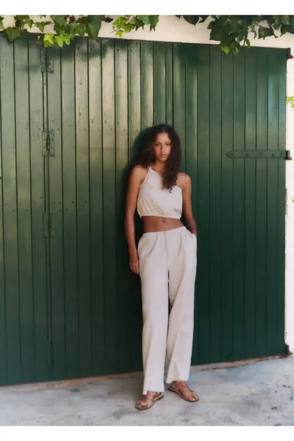 Wide leg linen trousers - 6