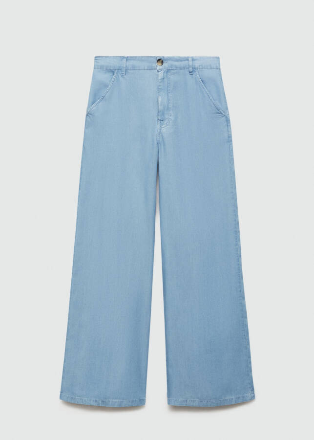 Wide-leg lyocell pants - Light Blue - 1