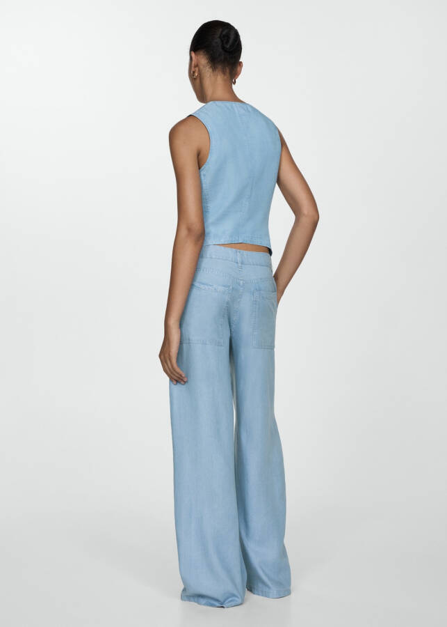 Wide-leg lyocell pants - Light Blue - 3