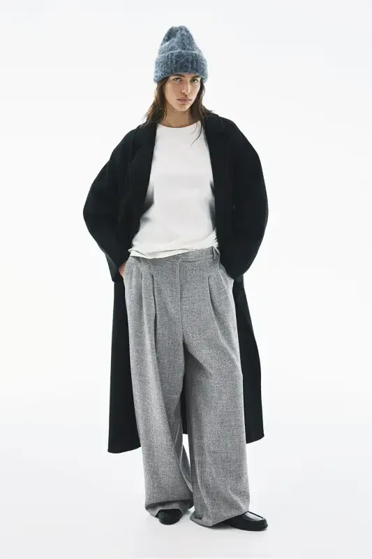 Wide Leg Pants-Grey Marl - 2