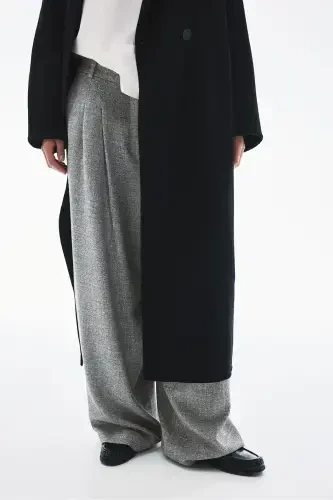 Wide Leg Pants-Grey Marl - 3