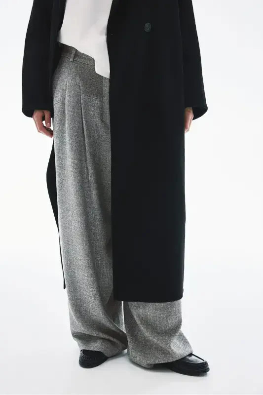 Wide Leg Pants-Grey Marl - 3