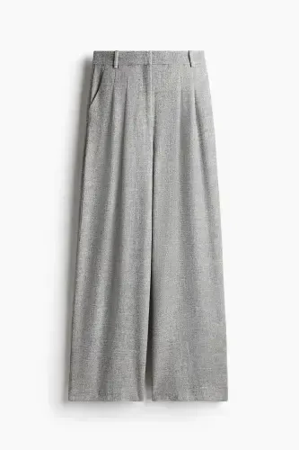 Wide Leg Pants-Grey Marl - 4