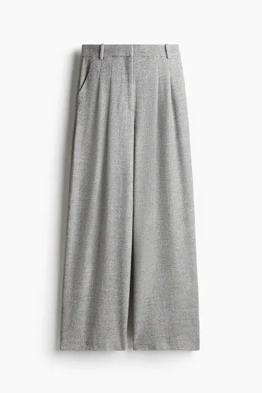 Wide Leg Pants-Grey Marl - 4