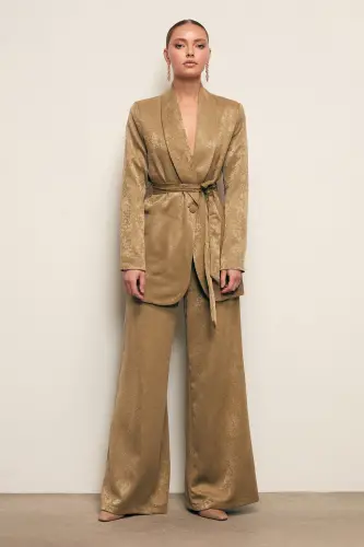 Wide Leg Pants - KHAKI - SATEEN (1)