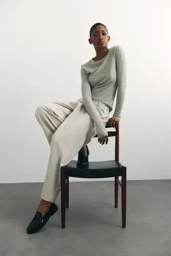 Wide Leg Pants-Light earth tone - 1