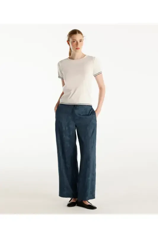 Wide Leg Pants-NAVY BLUE - 1