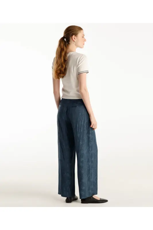 Wide Leg Pants-NAVY BLUE - 2