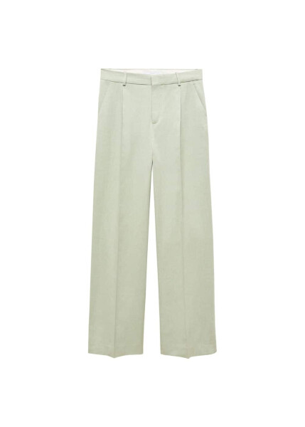 Wide Leg Pleated Fabric Pants - 8