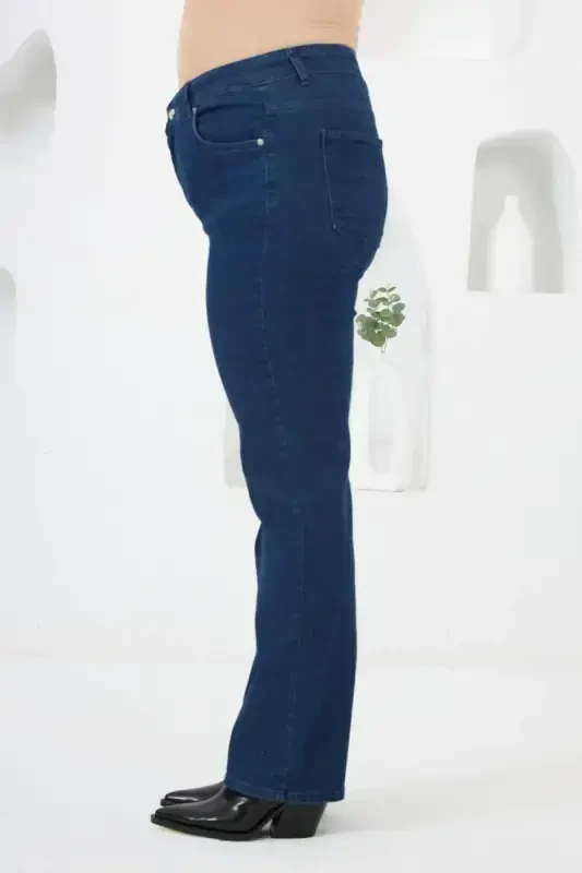Wide Leg Plus Size Jeans Dark Navy Blue - 2