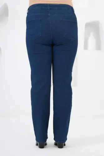 Wide Leg Plus Size Jeans Dark Navy Blue - 4