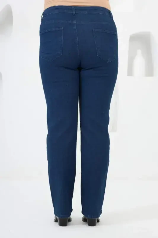 Wide Leg Plus Size Jeans Dark Navy Blue - 4