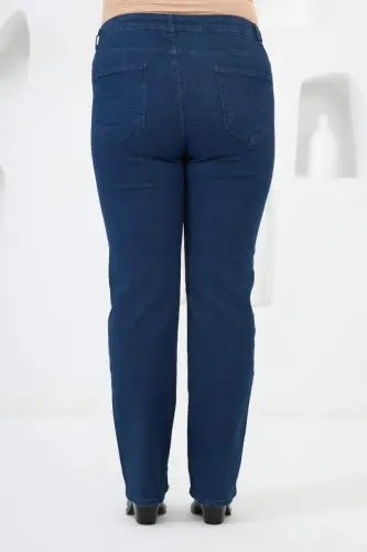 Wide Leg Plus Size Jeans Dark Navy Blue - 4