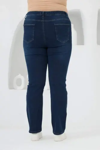Wide Leg Plus Size Navy Blue Jeans - 4