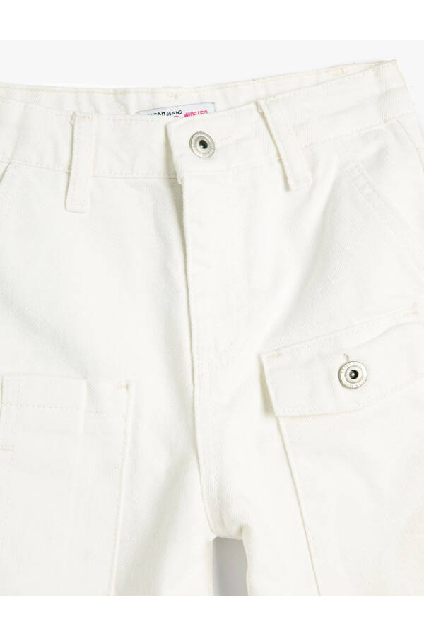 Wide leg, pocket detail, cotton crop jeans. - 5