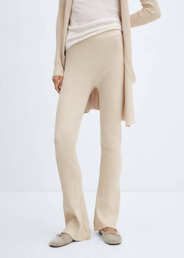 Wide Leg Ribbed Pants - 11