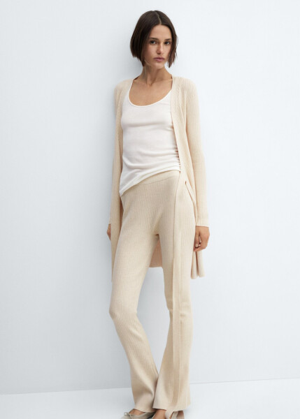 Wide Leg Ribbed Pants - 8